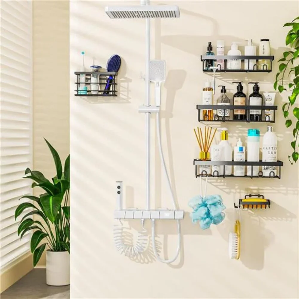 Adhesive Shower Caddy Organizer Shelves Rack - 5 Pack Corner Bathroom
